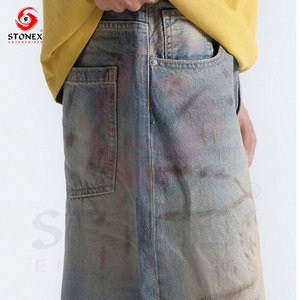 Jeans de Mezclilla Anchos para Hombre, Estilo Vintage, Color Azul Claro, Desgastados, Corte Holgado, Moda Casual Urbana, Jeans de Algodón - Product Image 3