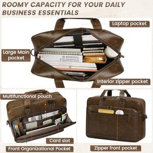 Custom Logo Leather Genuine Leather Laptop <b>Briefcase</b> Shoulder Strap Business Travel Men's Stylish <b>Briefcase</b> Bag. - Product Image 3