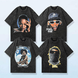 T-shirt personnalisé en gros de haute qualité 100% Coton/100% Polyester 220 grammes, épaules tombantes, devant uni, impression sérigraphique personnalisée, manches courtes - Product Image 6