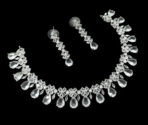 Silver Plated Brass Bridal <b>Set</b> Choker Necklace Drop Earrings Tikka Ethnic High Quality Wedding Engagement Anniversary Latest - Product Image 1