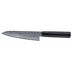Couteaux de chef, lame de 180 mm, finition motif Damas, manche en bois noir, pour une découpe précise des légumes et les repas quotidiens en cuisine - Product Image 2