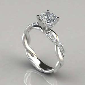 925 Sterling <b>Silver</b> Trendy Customizable Moissanite <b>Ring</b> Women Prong Setting Halo <b>Solitaire</b> Rhodium Plated GRA Certified - Product Image 1