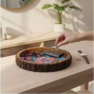 Handicraft Wooden Serving Tray Decorative Utility for <b>Dining</b> <b>Table</b> Counter Display Organizer Storage Tray for Home - Product Image 1