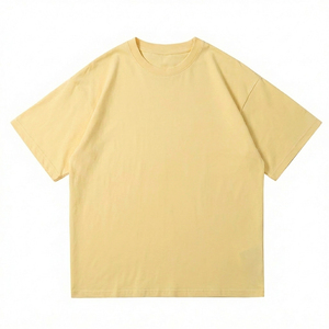 Custom T-shirts Boxy Fit Men's <b>Tshirt</b> Heavyweight 100% Cotton Rib CrewNeck Oversized Streetwear Crop Boxy T-Shirts for Men - Product Image 1