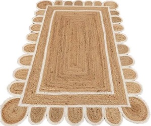 Alfombra de Yute Natural con Borde Festoneado – Alfombra Cuadrada Boho Ecológica para Sala de Estar y Decoración del Hogar - Product Image 5