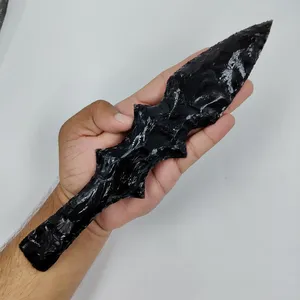 Couteau en obsidienne noire 10 pouces |   Dague en pierre taillée à la main et objet de collection - Product Image 1