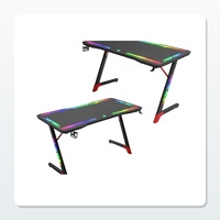 Bureau d'ordinateur de jeu moderne en verre trempé avec éclairage LED RGB pour l'e-sport, le bureau à domicile, l'école, la villa, les projets commerciaux
