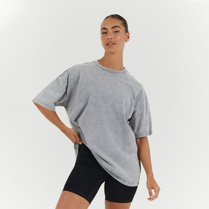 Oem Wholesale Loose Fit Women Acid Wash T-<b>Shirt</b> Casual Jersey Gray Oversized T-<b>Shirt</b> Embroidery For Men Women Plus Size T-<b>Shirt</b> - Product Image 1