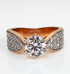 Bague de fiançailles en diamant Djewels, or 14 carats, diamant de laboratoire taille brillant, certifié IGI, style féminin de luxe, prix de gros imbattable - Product Image 1