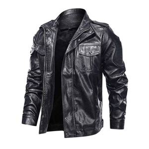 OEM Customized <b>Men's</b> <b>Leather</b> <b>Jacket</b> Smooth Monochrome Waterproof with Hooded Collar Custom Logo Services Outdoor <b>Leather</b> <b>Jacket</b> - Product Image 3