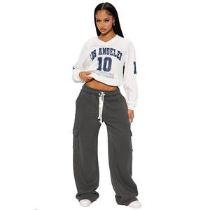 กางเกงวอร์มขาบานทรงฮิปฮอปสำหรับผู้หญิง พิมพ์โลโก้ได้ตามต้องการ ด้านหน้าเรียบ ผ้าฟลีซสำหรับฤดูหนาว ระบายอากาศได้ดี เป็นมิตรกับสิ่งแวดล้อม ผลิตจากผ้าฝ้ายออร์แกนิค 100% - Product Image 2