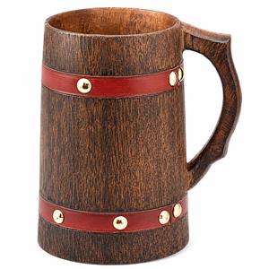 Jarra de Cerveza de Madera Hecha a Mano al por Mayor con Revestimiento de Acero Inoxidable, Logotipo Personalizado, Vaso Ecológico Tipo Barril de Madera - Product Image 6
