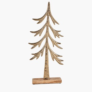 Modern Durable Reusable Aluminum Christmas Tree Table Decor Silver Holiday Tree Sculpture <b>Custom</b> Size Wooden Base Decoration - Product Image 1