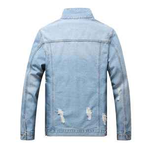แจ็คเก็ตยีนส์ผู้ชายคุณภาพสูงสไตล์เท่ห์สำหรับฤดูหนาว  ปกคอพับได้  ตัดเย็บตามสั่ง  ระบายอากาศได้ดี  แจ็คเก็ตยีนส์แบบสั่งทำพิเศษ - Product Image 2