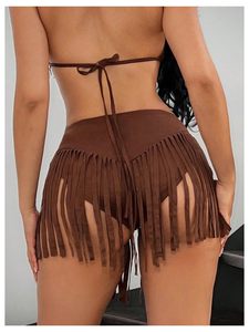 High Street Fashion Vintage Genuine Leather <b>Elastic</b> Waist Mini <b>Skirt</b> for Women Customizable Anti-Wrinkle - Product Image 3