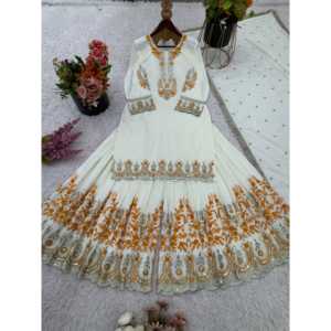 Top mono de fiesta bordado de diseñador-Sharara y Dupatta con trabajo elegante para ocasiones especiales - Product Image 6