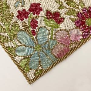 Handmade Floral Beaded Table Runner Rectangle Fabric Bohemian <b>Mats</b> - Product Image 4