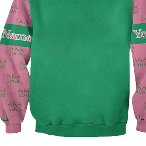 Alpha Kapa Alpha Custom Name Hooded <b>Sweatshirt</b> Green <b>Pink</b> 100% Cotton Eco-Friendly Pocket <b>Men's</b> Casual Wear - Product Image 4