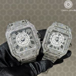Charm Jewellis Luxury Stainless Steel <b>Diamond</b> <b>Watch</b> Rectangle Analog Quartz Date Display Folding Clasp 38mm Unisex - Product Image 6