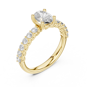 Anillo de Diamantes Solitario de Corte Ovalado en Oro Blanco de 18K de Lujo con Banda Pavé |   Joyería Fina Premium para Compromiso y Novia - Product Image 6