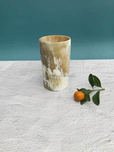 Vintage SANIYA HANDICRAFT Karbin grabado estilo Animal hecho a mano beber cuerno taza o vidrio personalizado inscripción - Product Image 3