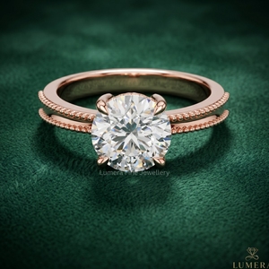 Anillo de Compromiso con Diamante Cultivado en Laboratorio Certificado por IGI, Corte Brillante Redondo, Anillo Solitario de Oro de 9K, 10K, 14K, 18K, Anillo de Bodas para Mujer - Product Image 1
