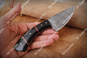 Couteau à lame fixe en acier Damas personnalisé OEM/ODM, vente en gros, chasse, camping, pêche, EDC, étui en cuir - Product Image 3