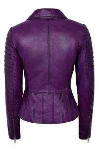 Chaqueta de Motociclista KyzoFire para Mujer, de Cuero Genuino, Corte Ajustado, Cierre Asimétrico, Hombros Acolchados, Estilo Vintage, Ecológica - Product Image 5