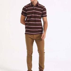 Polo de punto trenzado a rayas para hombre, prendas de punto de algodón premium, ropa informal de manga corta, polos para hombre en venta - Product Image 4