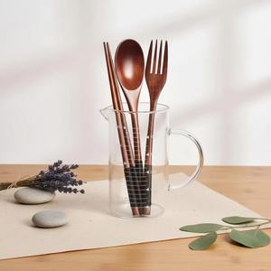 Juego de cubiertos clásicos de madera, duraderos, naturales, con tenedor, cuchara y cuchillo para el hogar, la cocina y la mesa de comedor, de uso ecológico. - Product Image 3