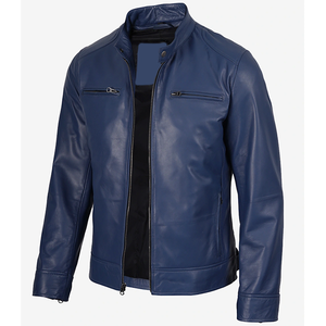 แจ็คเก็ตหนังวัวแท้สีน้ำเงินสุดฮิตปี 2026 สำหรับผู้ชาย คุณภาพสูง MOQ ต่ำ ไซส์ใหญ่ แฟชั่นฤดูหนาว แจ็คเก็ตอุ่น - Product Image 5