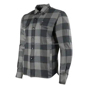 Fully Lined Customized Wholesale High Quality Motorcycle Armored Flannel Shirts With CE Approved Removable Protectors