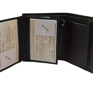 <b>Men's</b> Genuine Leather Slim Fold <b>Wallet</b> RFID Blocking Minimalist Design <b>Black</b> Short Bifold Daily Use - Product Image 4