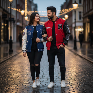 เสื้อแจ็คเก็ตวาร์ซิตี้ RexFit Sport Premium รุ่นสั่งทำพิเศษสำหรับผู้ชาย แบบ Letterman เบสบอล บอมเบอร์ ตัวเสื้อทำจากผ้าขนสัตว์ แขนเสื้อทำจากหนัง ผลิตตามแบบ OEM - Product Image 2