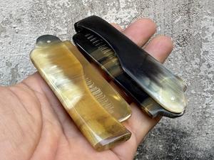 Peigne à cheveux de luxe en corne de vache, écologique, fait main, antistatique, démêlant et lissant, à dents arrondies - Product Image 5
