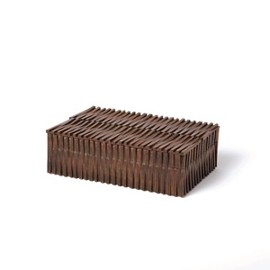 Boîte à bijoux rectangulaire en bois avec couvercle, design classique, conteneur de rangement à charnière à 1 niveau - Product Image 2