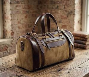 Bolso de Hombro Tipo Duffel de Lujo, Casual, de Cuero Genuino y Gamuza Premium, con Cierre de Cremallera, Gran Capacidad, Ecológico y Duradero - Product Image 1