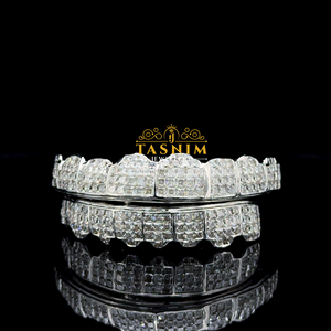 TASNIM Grillz dentaire Hip Hop en Argent 925 plaqué Or avec Moissanite VVS taille Princesse et sertissage invisible, Unisexe, pour Fêtes et Usage Quotidien - Product Image 1