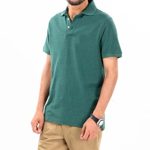Polo en coton à manches courtes vert pour homme, couleur unie, décontracté, tricoté, respirant, coupe classique - Product Image 3
