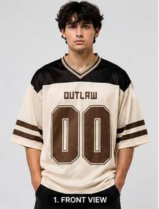 Camiseta Deportiva de Malla de Fútbol Americano Extra Grande Personalizada para Hombre, Estilo Vintage con Cuello en V, Transpirable, de Poliéster - Product Image 1