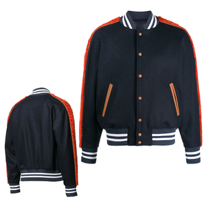 Unisex Wool Leather Sleeve Varsity Bomber <b>Jacket</b> Streetwear Winter Windproof Eco-Friendly High Quality Wholesale Heated - Product Image 1