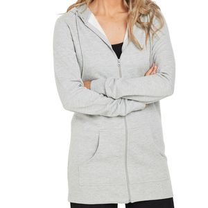 Veste à capuche longue zippée pour femme, sweat-shirt décontracté en molleton de coton avec poches, manteau léger pour l'automne et l'hiver - Product Image 3