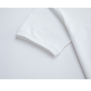 Camiseta Blanca para Hombre, 100% Algodón, Cuello Redondo, Manga Corta, Corte Holgado, Estilo Casual, Color Sólido, Tejido de Punto, Estilo Urbano - Product Image 4