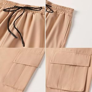 Pantalon cargo pour homme à taille élastique, coupe ample, plusieurs poches, style streetwear en toile, respirant, pantalon harem, pour le printemps - Product Image 5