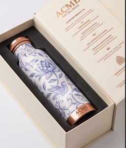 Elegantes Botellas de Cobre con Diseño Floral Azul y Hojas, a Prueba de Fugas, para Bebidas, Ideales para Hidratación Diaria, Viajes, Gimnasio, Hogar, Oficina y Yoga - Product Image 5