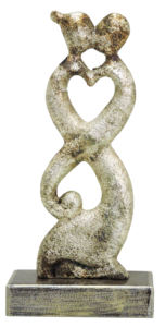 Escultura de Corazón de Aluminio Plateado Vintage, Figura Moderna Abstracta de Pareja, Decoración Romántica de Arte Infinito para Repisa y Estante - Product Image 1