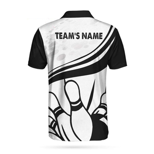 เสื้อโบว์ลิ่งแบบกำหนดเองสำหรับผู้ชาย แขนสั้น พิมพ์ลายแบบ Sublimation ผ้าโพลีเอสเตอร์ เสื้อกีฬา ปกคอพับ แห้งเร็ว ทรงปกติ - Product Image 2