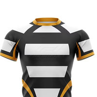 Jersey Rugby Lengan Pendek Bahan 100% Poliester Anti-Bakteri Ringan Desain Kustom Unisex Layanan OEM Berkualitas Tinggi
