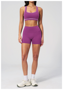 Ensemble de sport 2 pièces hautement professionnel pour femmes, coupe ajustée, comprenant un legging taille haute et un soutien-gorge, grande taille, avec cristaux brodés - Product Image 3