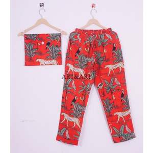 Conjunto de Pijama de Algodón de Alta Calidad para Mujer, Hecho a Mano, Ligero, con Estampado de Jungla, Camisón Suave para Dormir en Verano, Otoño y Primavera - Product Image 3